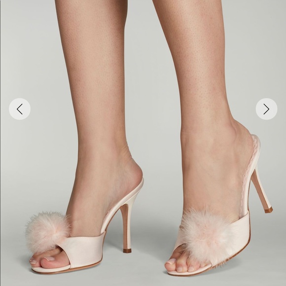 Agent Provocateur Shoes - Agent Provocateur Pink Satin Feather Mules Size 5